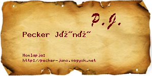 Pecker Júnó névjegykártya